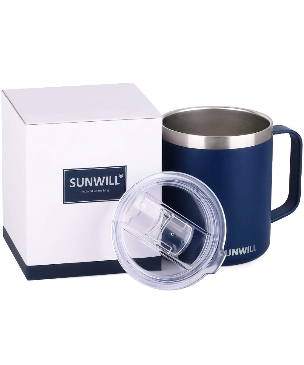 14oz Coffee Mug With Sliding Lid - Powder Coated Navy Blue & Wine Red –  SunwillBiz
