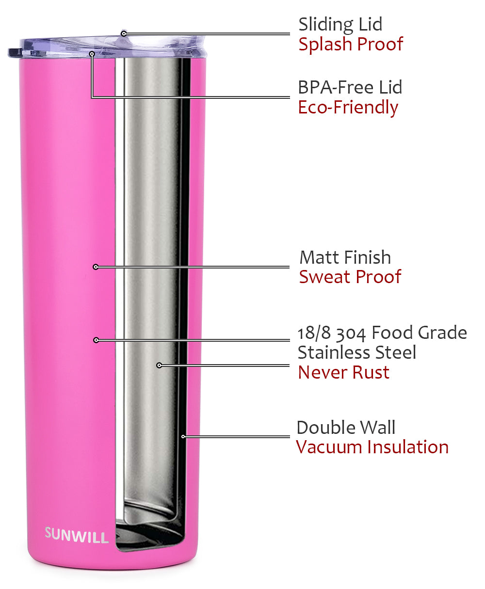 20oz Skinny Tumbler With Straw and Lid - Hot Pink