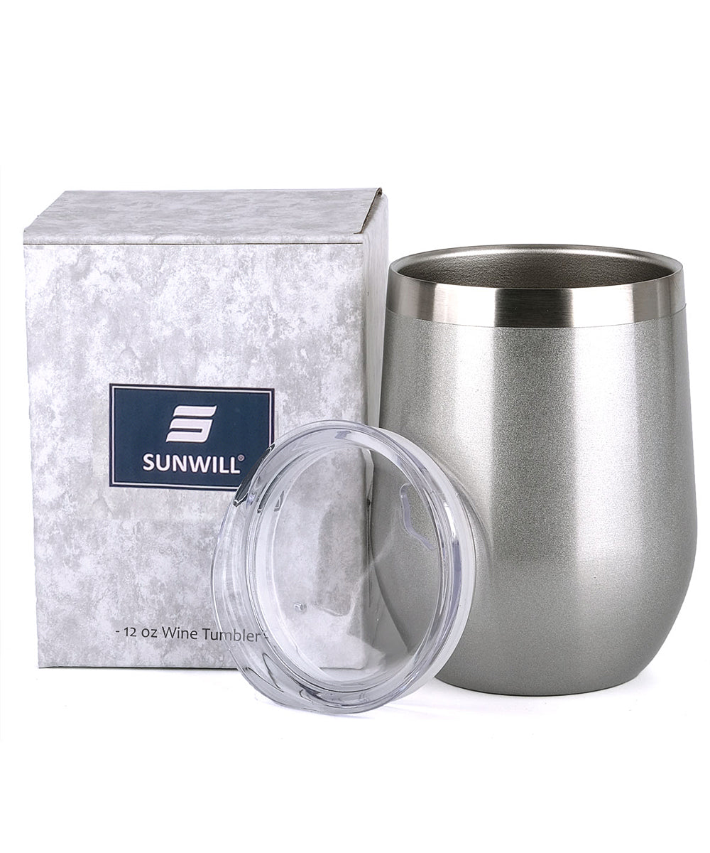 12oz Wine Tumbler With Lid - Silver