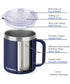 14oz Coffee Mug With Sliding Lid - Powder Coated Navy Blue & Wine Red