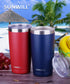 20oz Travel Tumbler With Sliding Lid - Powder Coated Wine & Navy