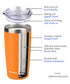20oz Travel Tumbler With Sliding Lid - Powder Coated Orange