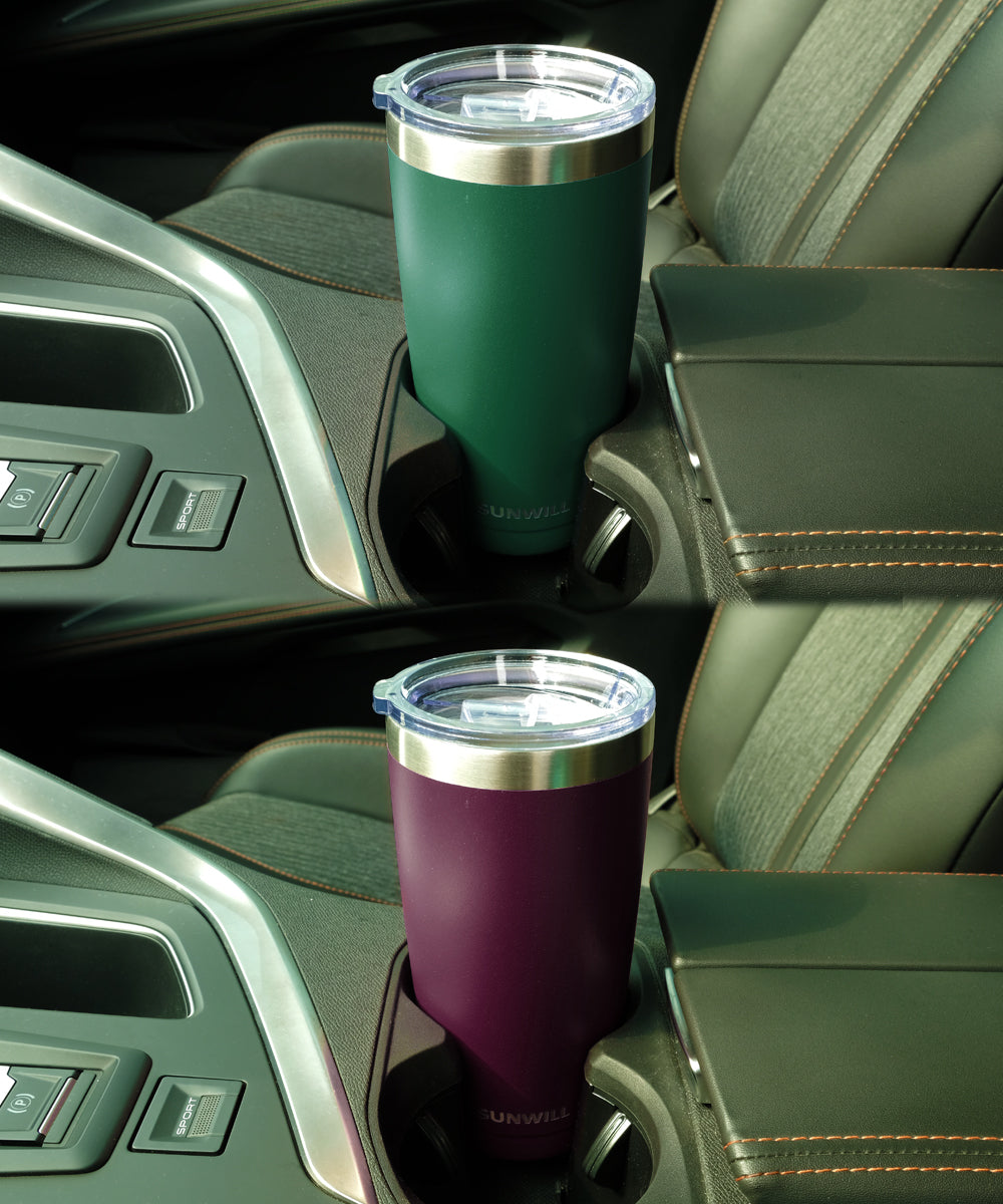 20oz Travel Tumbler With Sliding Lid - Powder Coated Forest Green & Plum