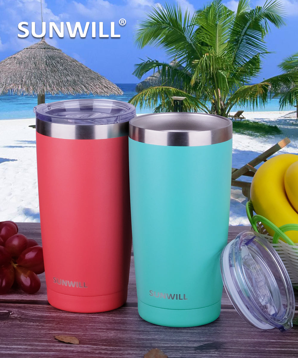 20oz Travel Tumbler With Sliding Lid - Powder Coated Teal & Coral