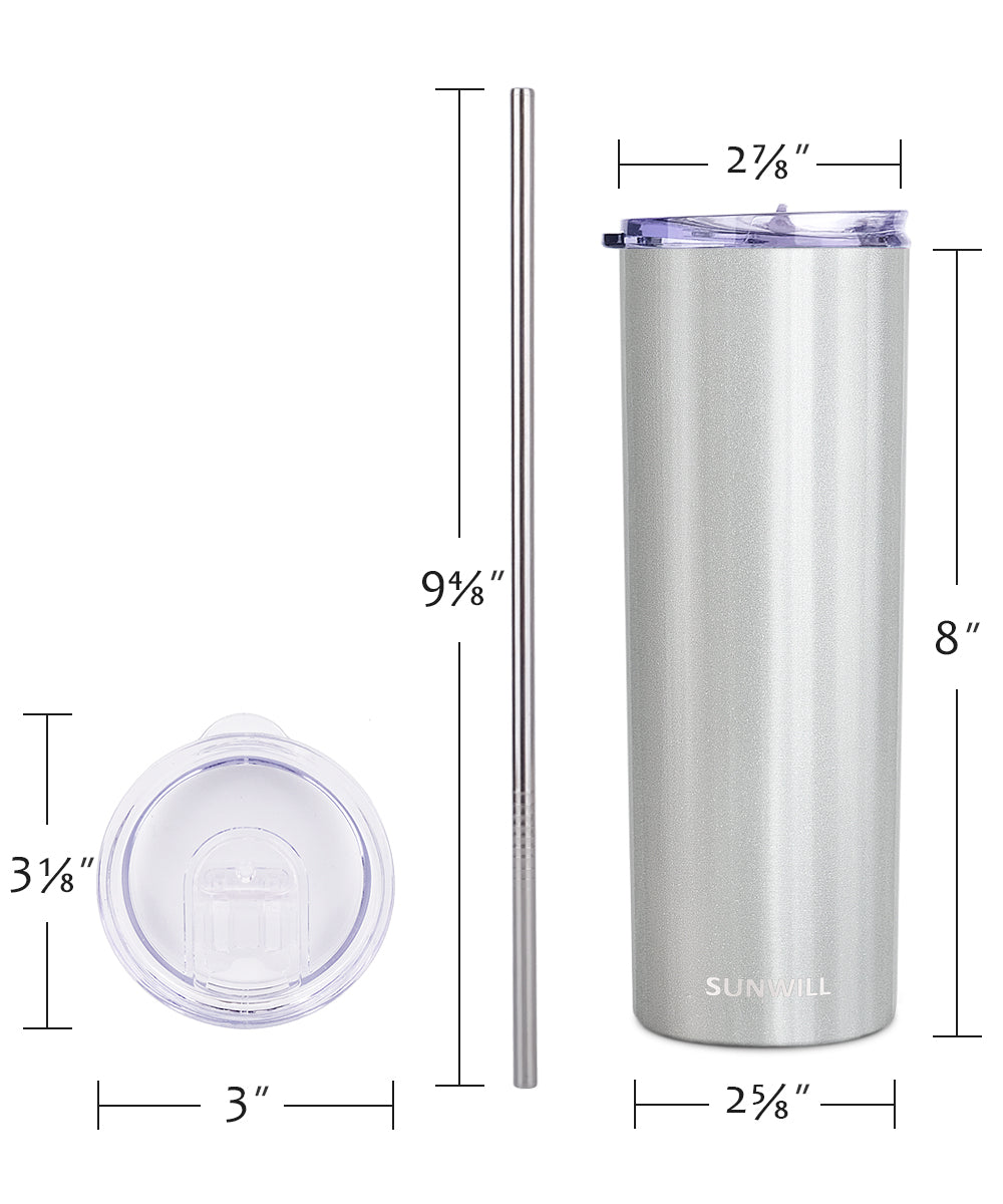 20oz Skinny Tumbler With Straw and Lid - Silver