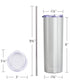 20oz Skinny Tumbler With Straw and Lid - Silver
