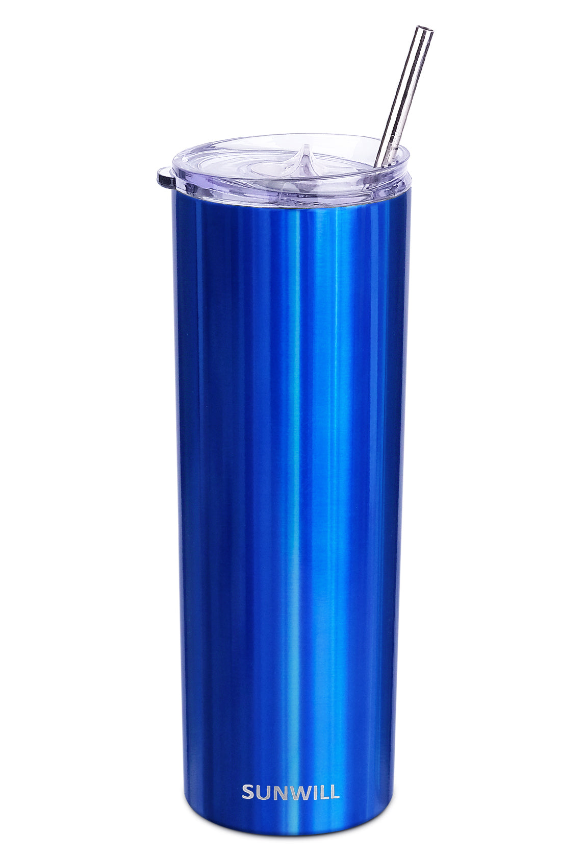20oz Skinny Tumbler With Straw and Lid - Glass Blue