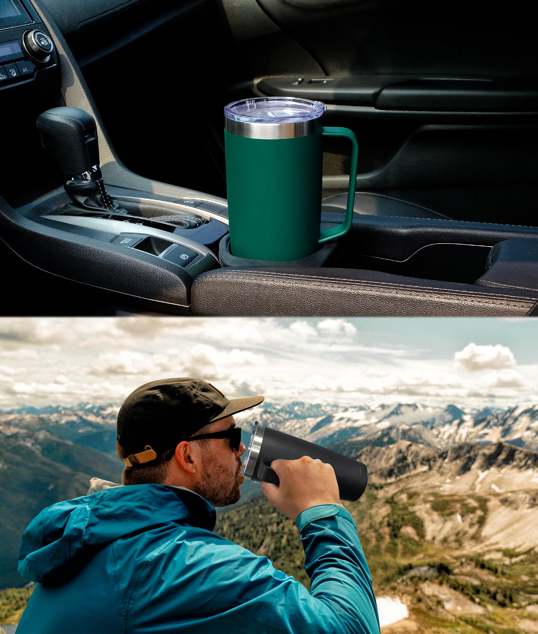 24oz Coffee Travel Mug With Sliding Lid - Powder Coated Forest Green