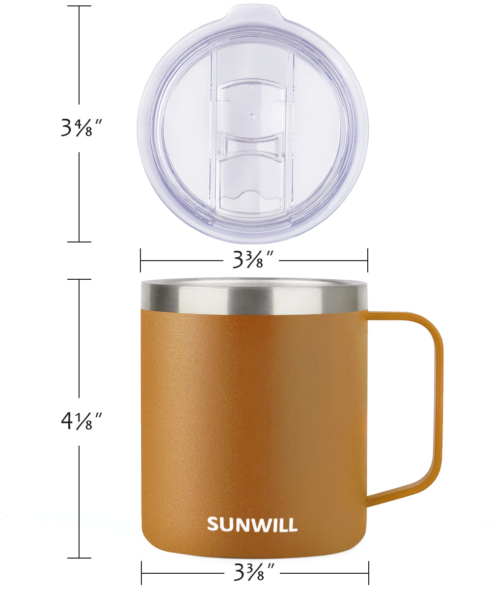 14oz Coffee Mug With Sliding Lid - Powder Coated Caramel