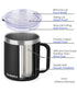 14oz Coffee Mug With Sliding Lid - Powder Coated Black