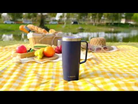 24oz Coffee Travel Mug With Sliding Lid - Powder Coated Navy Blue –  SunwillBiz